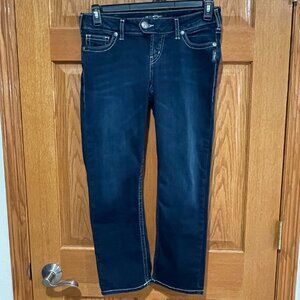 SILVER JEANS TUESDAY LOW CAPRI Women's 30 x 23 Blue Denim Jeans Capri EUC